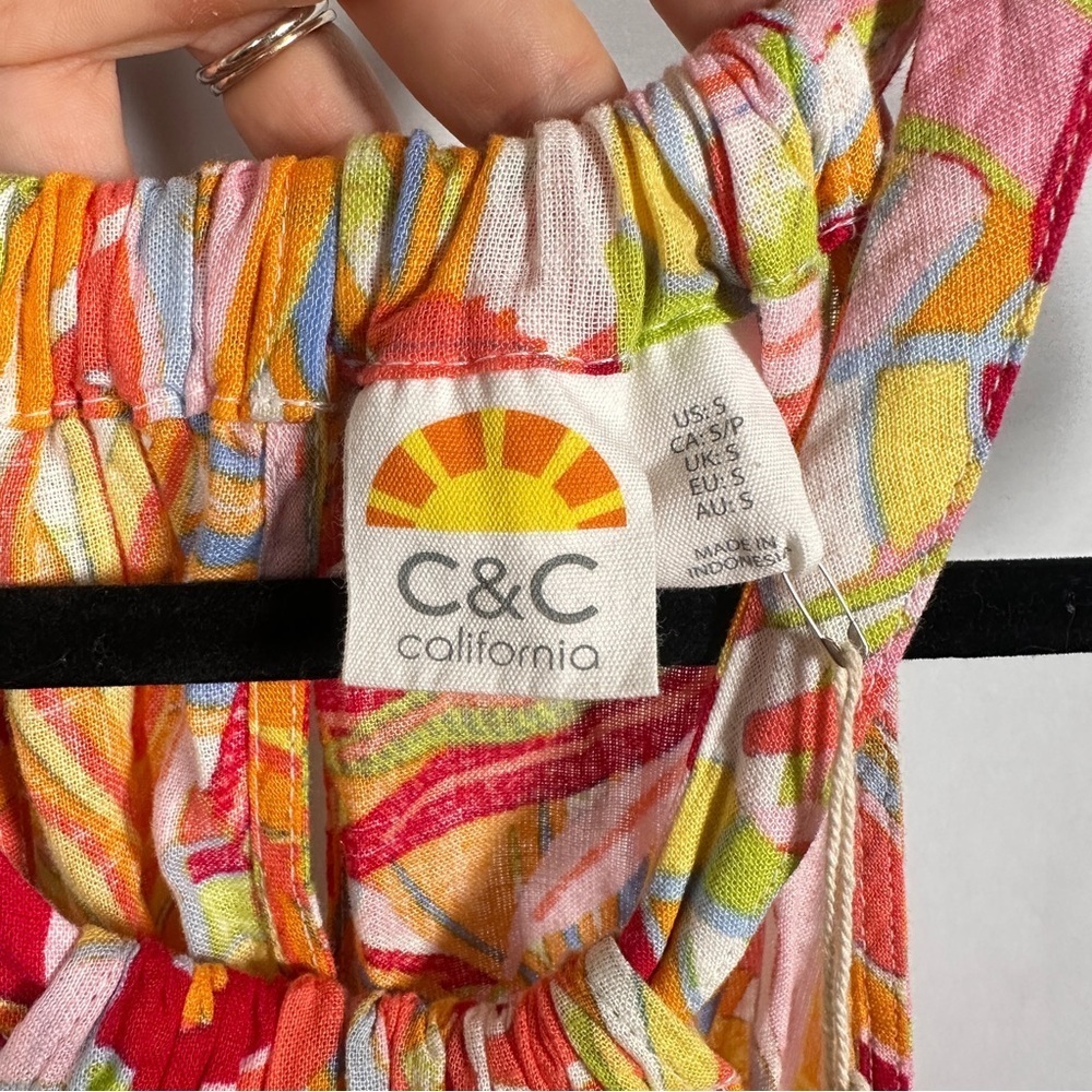 C&C California Linen Blend Tropical Halter Trapeze Sundress NWT Small - Picture 4 of 13